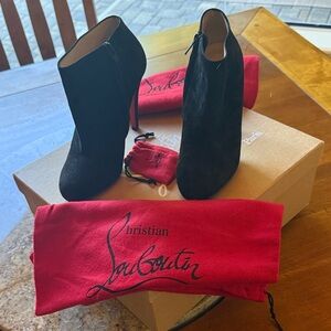 Christian Louboutin Black Suede Ankle Boots